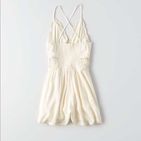 New American Eagle Cream Crochet Romper - XSmall - Picture 5 of 6
